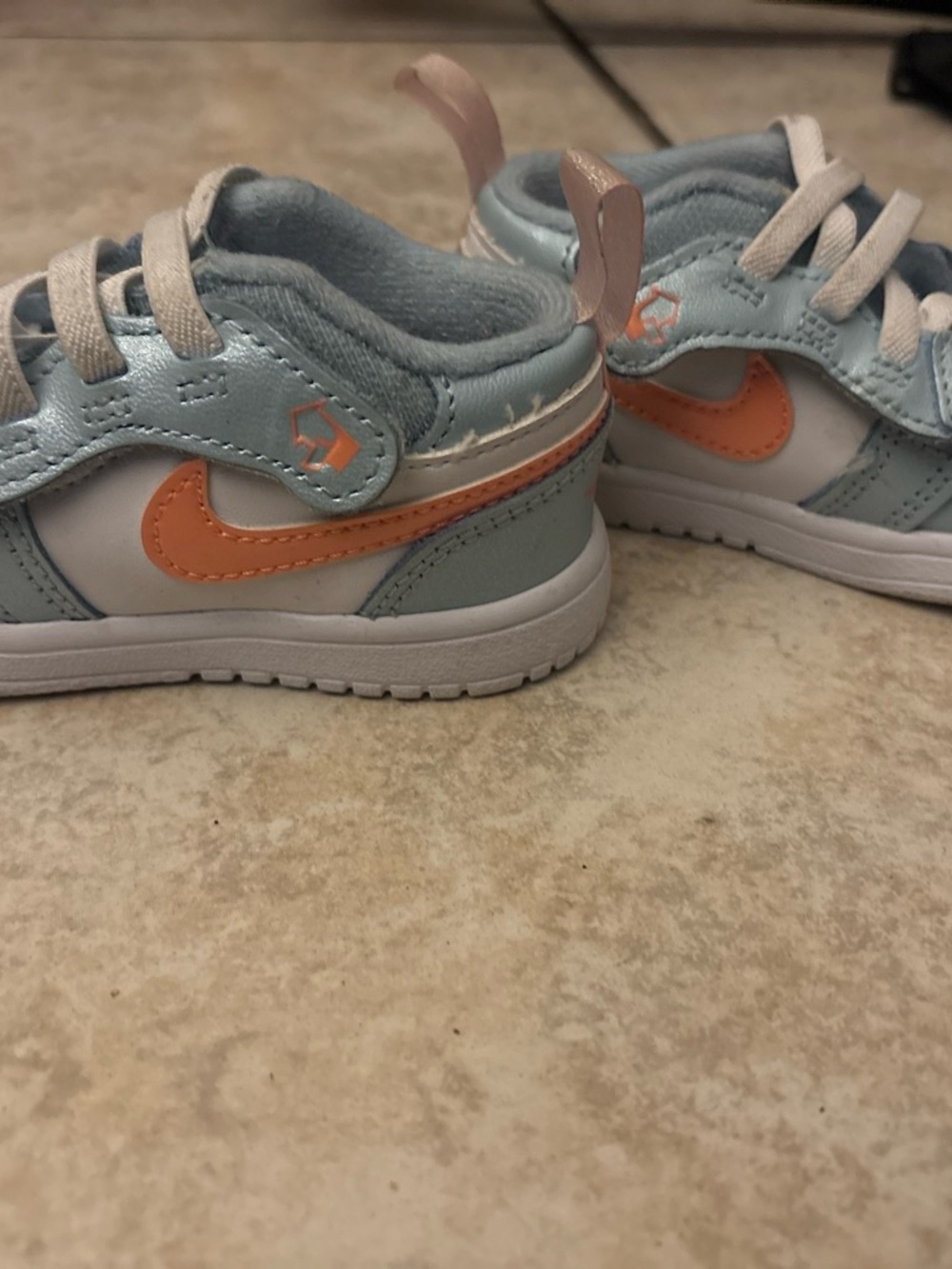 Nike Kids' Light Blue and Peach Swoosh Sneakers